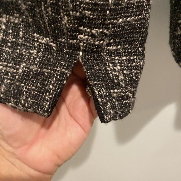 Talbots Tweed Blazer Women’s 8 Black Classic Preppy Suit Jacket Grosgrain Trim - Picture 9 of 14